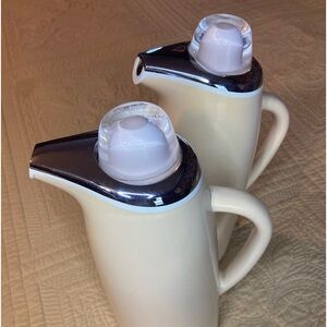 Vintage Crown Corning Thermique Off White Coffee Carafe 1 Quart Set of (2) Japan
